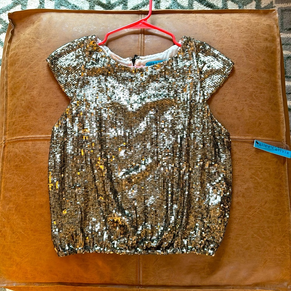 Alice + Olivia Gold Sequin Blouse